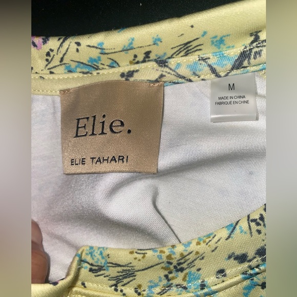 Elie Tahari yellow Floral Pullover Sweater/Blouse  Size medium - Picture 5 of 6
